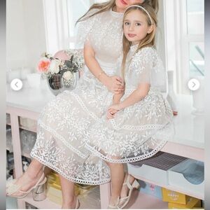 Ivy City Co White Floral Sicily Lace Kids Dress